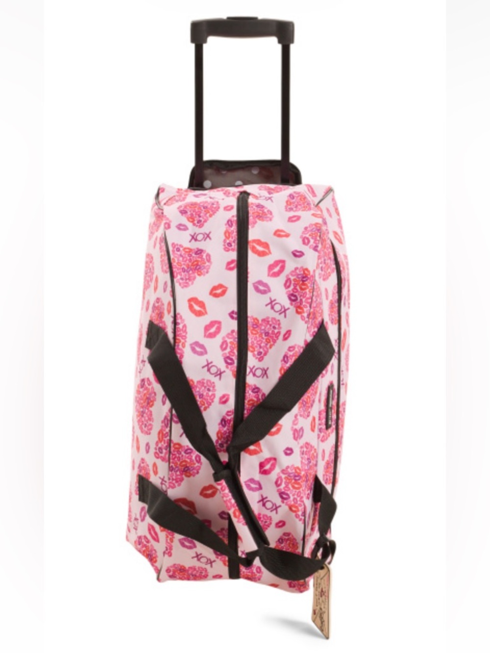 BETSEY JOHNSON 22” L Lips Hearts XOX Rolling Weekender Luggage Carry-on Bag NWT